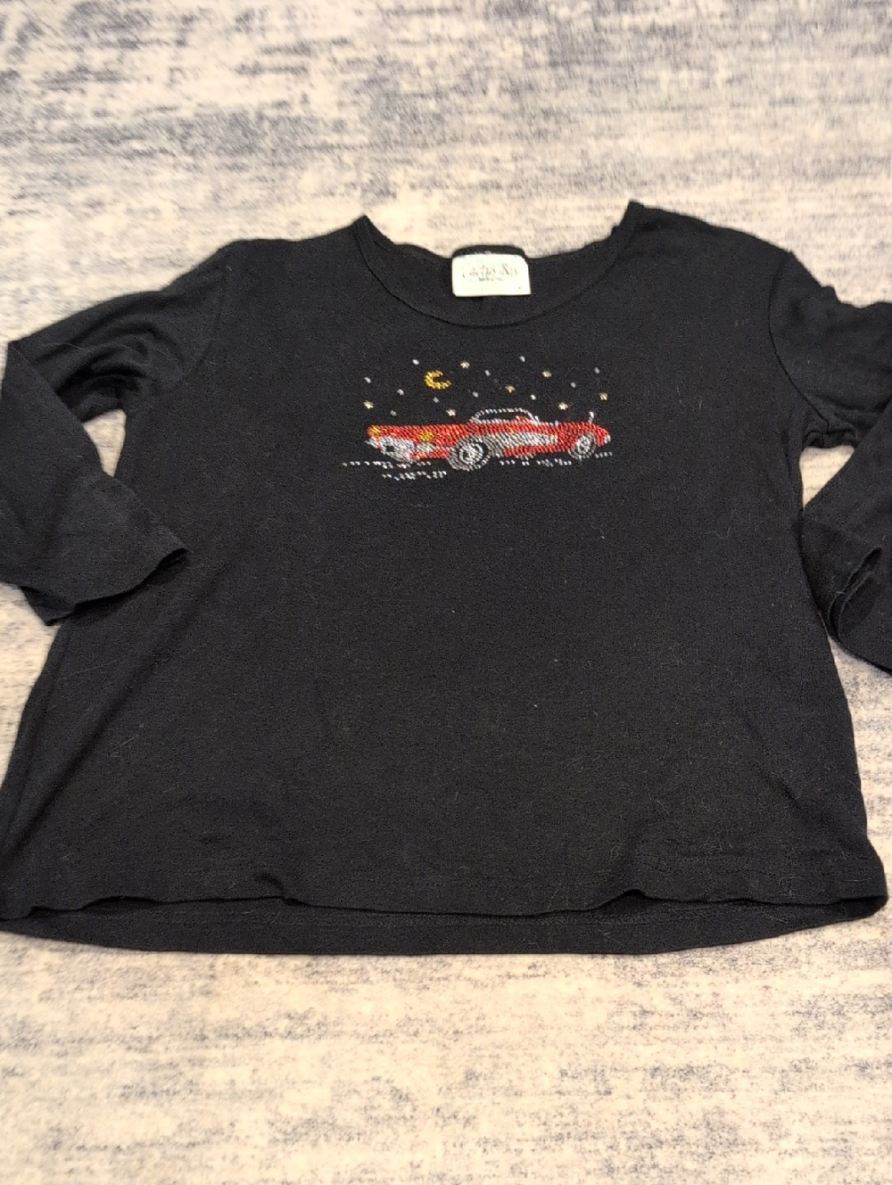 Cactus Black Long Sleeve Tee with Red Car Graphic